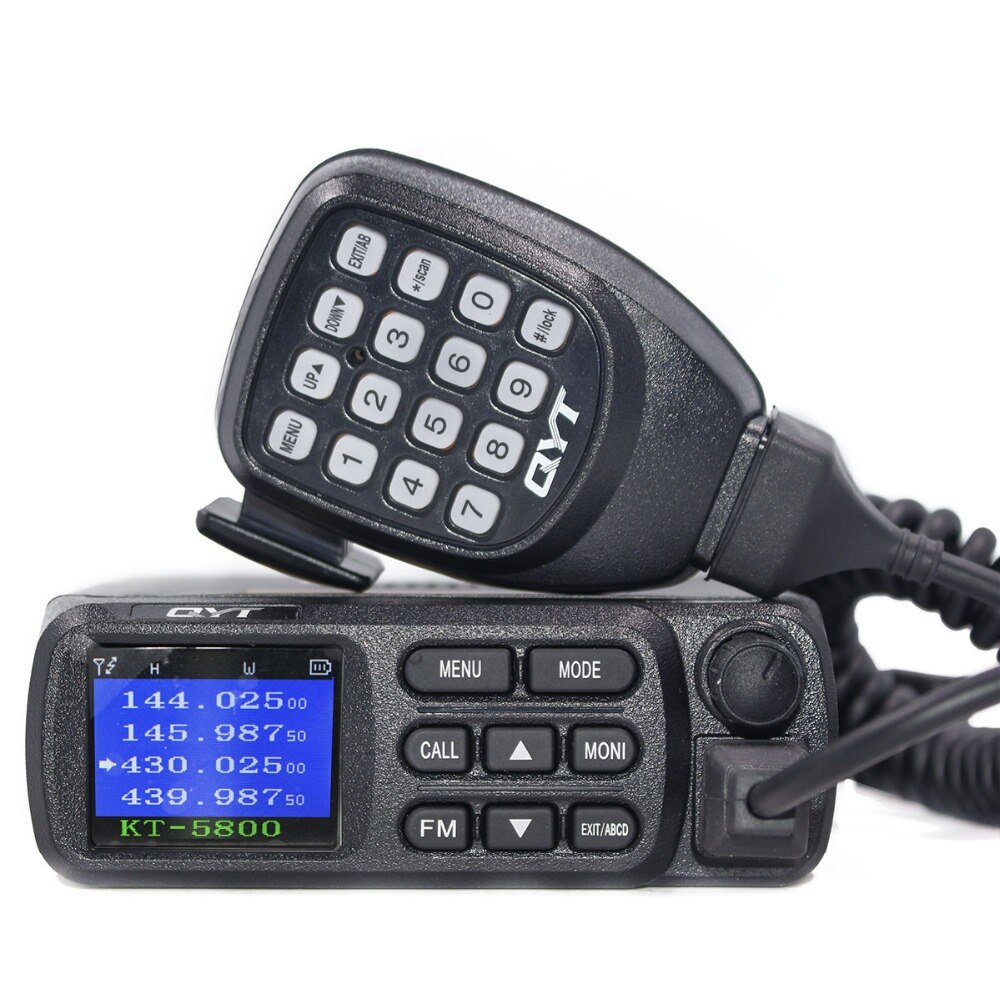 QYT KT5800 Mobile Radio 12/24V Truck Mini Walkie Talkie Quad Display 25W Dual band UHF/VHF Car