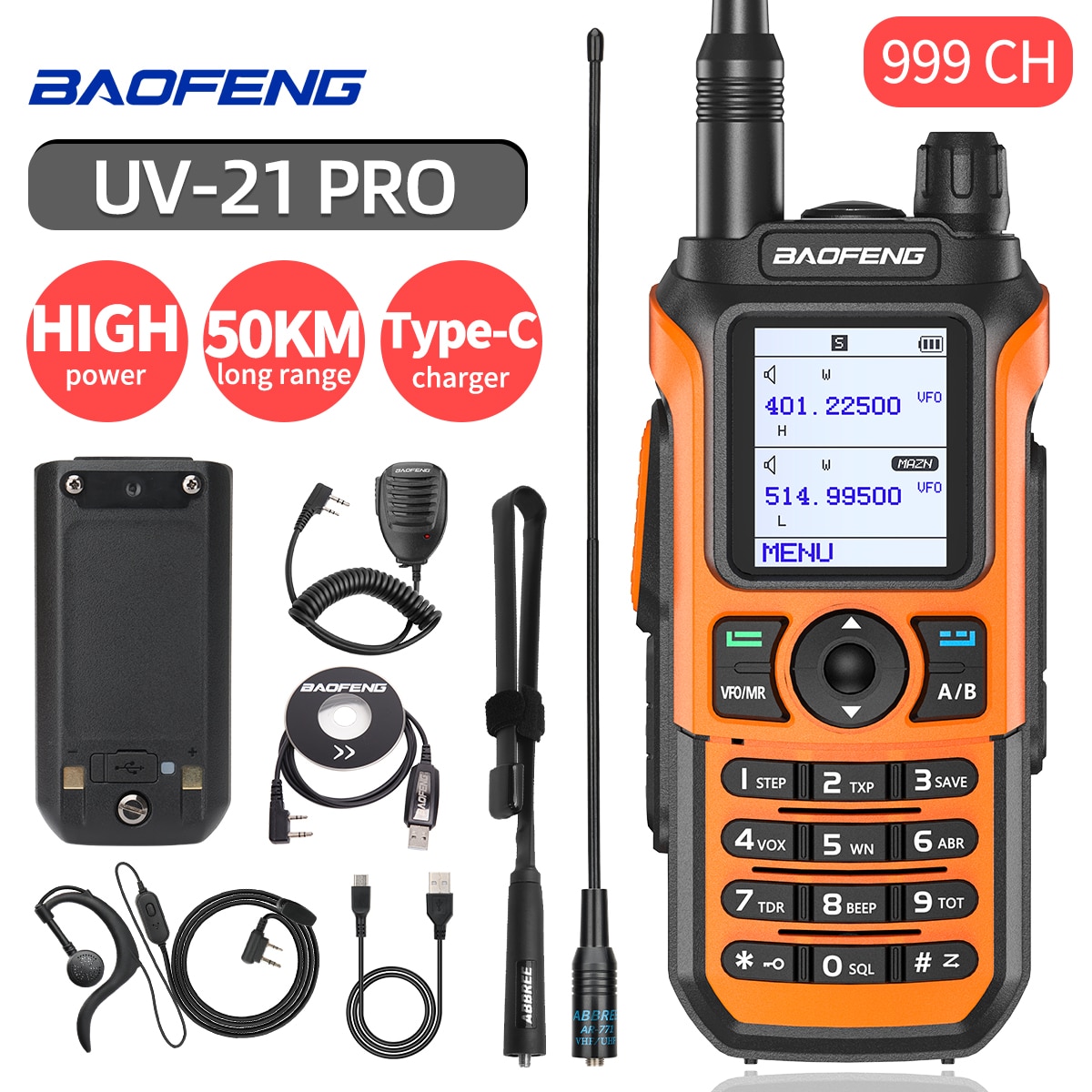 Baofeng UV21 Pro 10W Walkie Talkie Long Range Portable Ham Radios Type